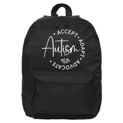 Autism Accept Adapt Advocate 16 in Basic Backpack