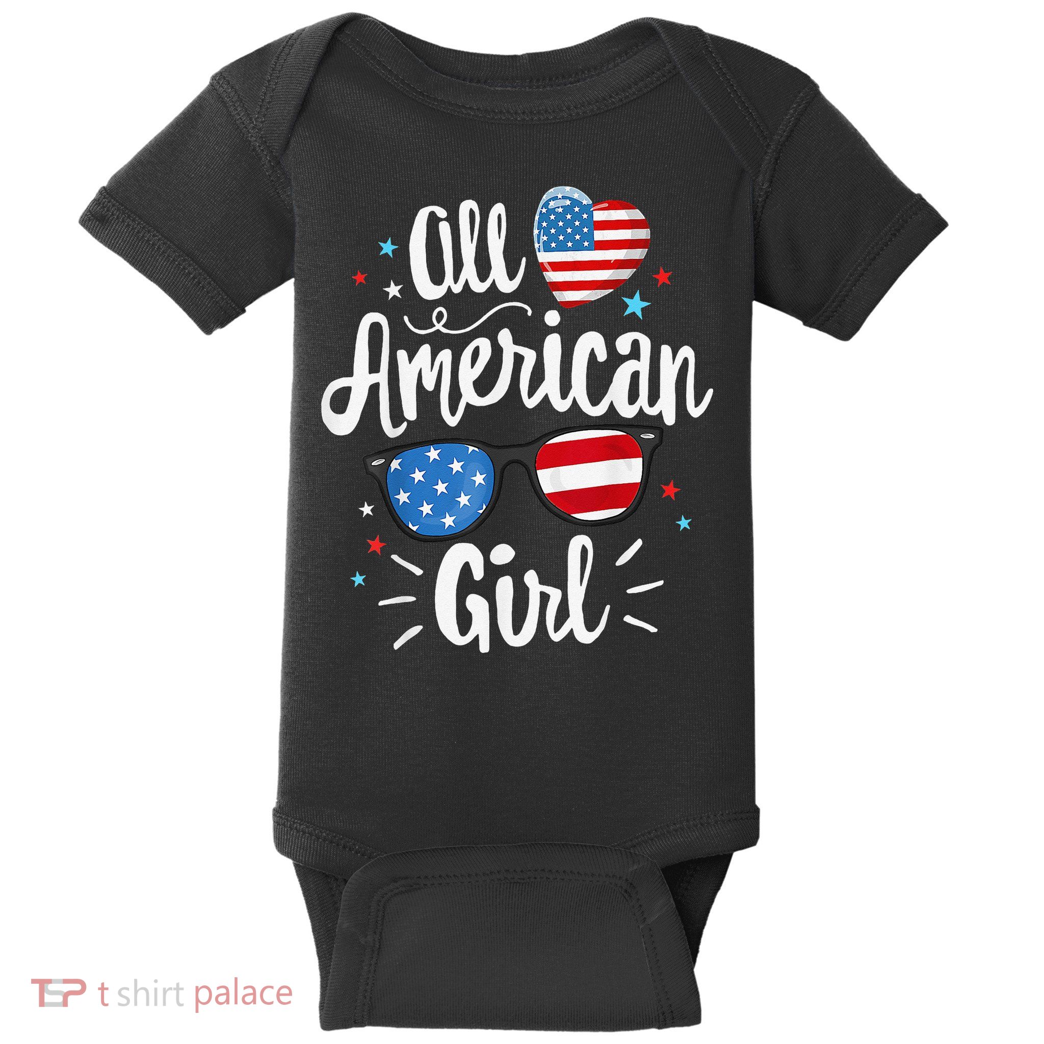 All American  American Flag 4th of July Patriotic Baby Bodysuit