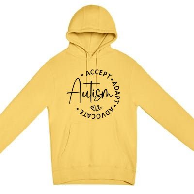 Autism Accept Adapt Advocate White Premium Pullover Hoodie