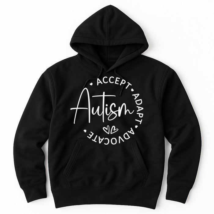 Autism Accept Adapt Advocate White Hoodie