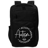 Autism Accept Adapt Advocate White Impact Tech Backpack