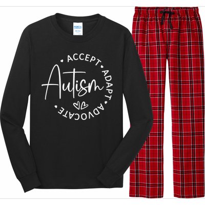 Autism Accept Adapt Advocate White Long Sleeve Pajama Set