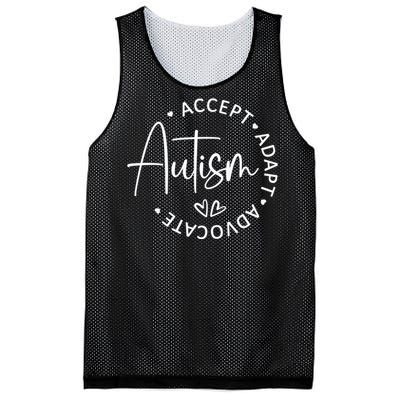 Autism Accept Adapt Advocate White Mesh Reversible Basketball Jersey Tank