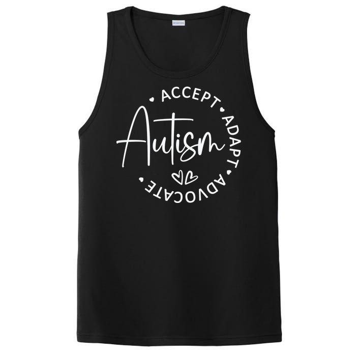 Autism Accept Adapt Advocate White PosiCharge Competitor Tank