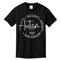 Autism Accept Adapt Advocate White Kids T-Shirt