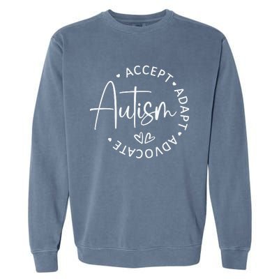 Autism Accept Adapt Advocate White Garment-Dyed Sweatshirt