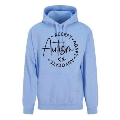 Autism Accept Adapt Advocate White Unisex Surf Hoodie