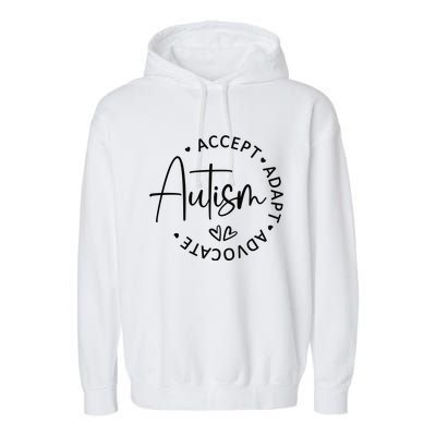 Autism Accept Adapt Advocate White Garment-Dyed Fleece Hoodie