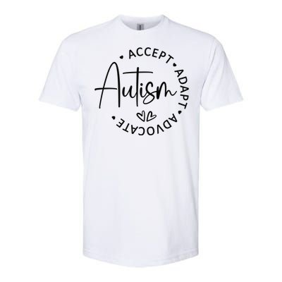 Autism Accept Adapt Advocate White Softstyle CVC T-Shirt