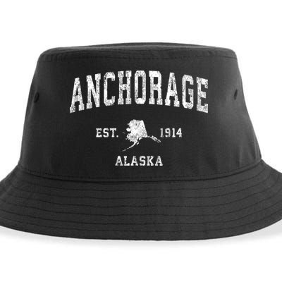 Anchorage Alaska Ak Vintage Athletic Sports Design Sustainable Bucket Hat