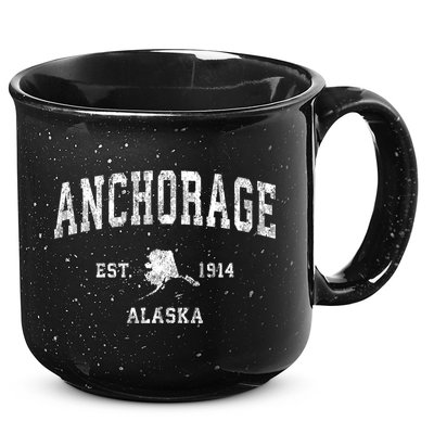 Anchorage Alaska Ak Vintage Athletic Sports Design 15oz Campfire Ceramic Mug