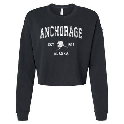 Anchorage Alaska Ak Vintage Athletic Sports Design Cropped Pullover Crew