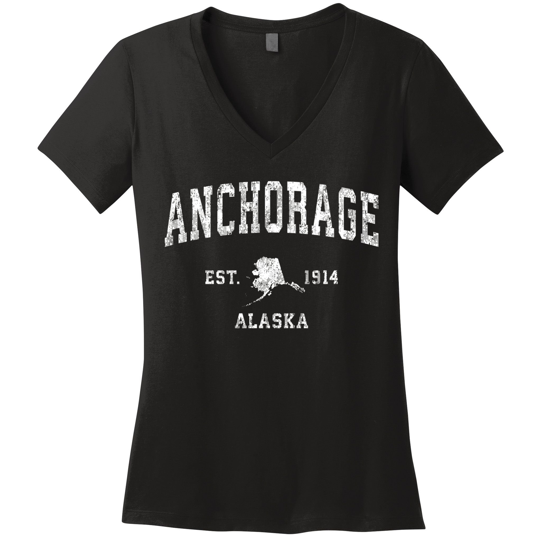 Anchorage Alaska Ak Vintage Athletic Sports Design Women's V-Neck T-Shirt