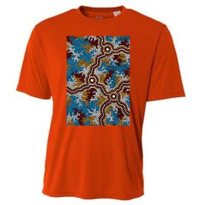 Aboriginal Art Authentic Wetland Dreaming Cooling Performance Crew T-Shirt