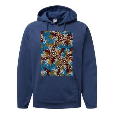 Aboriginal Art Authentic Wetland Dreaming Performance Fleece Hoodie