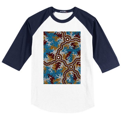 Aboriginal Art Authentic Wetland Dreaming Baseball Sleeve Shirt