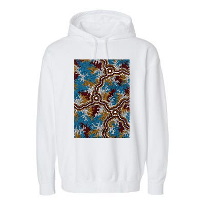 Aboriginal Art Authentic Wetland Dreaming Garment-Dyed Fleece Hoodie