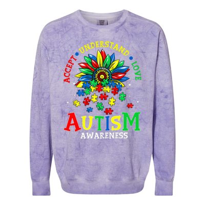 Autism Awareness Accept Understand Love Autism Mom Colorblast Crewneck Sweatshirt