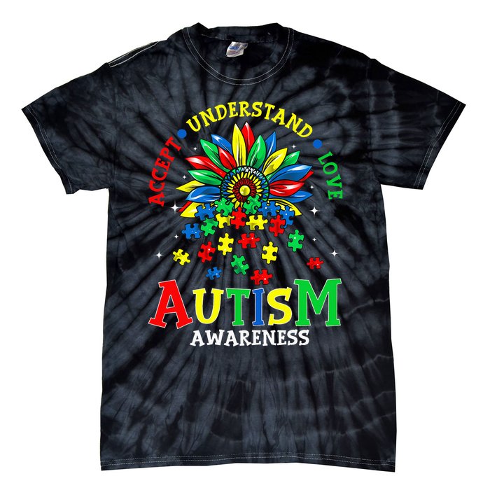 Autism Awareness Accept Understand Love Autism Mom Tie-Dye T-Shirt