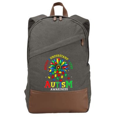 Autism Awareness Accept Understand Love Autism Mom Cotton Canvas Backpack