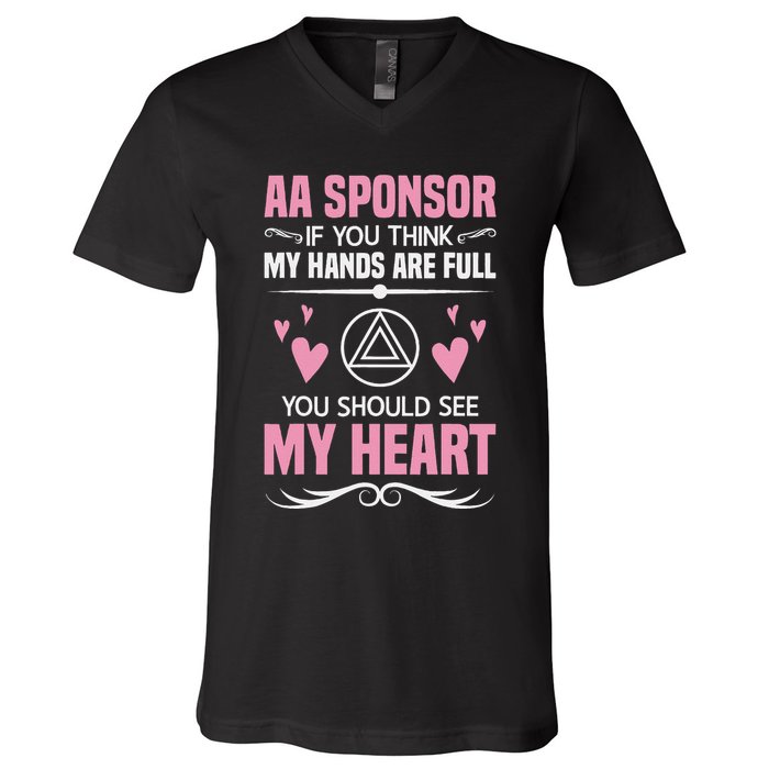 Alcoholics Anonymous Aa Sobriety Recovery Aa Na Sponsor V-Neck T-Shirt