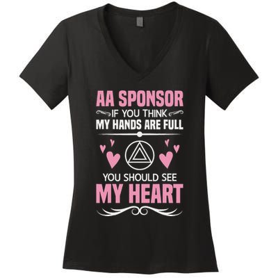 Alcoholics Anonymous Aa Sobriety Recovery Aa Na Sponsor Women's V-Neck T-Shirt