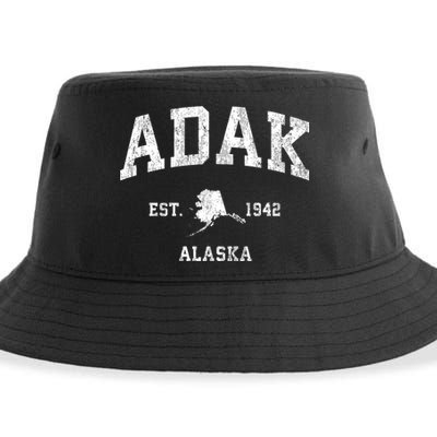 Adak Alaska Ak Vintage Athletic Sports Design Sustainable Bucket Hat