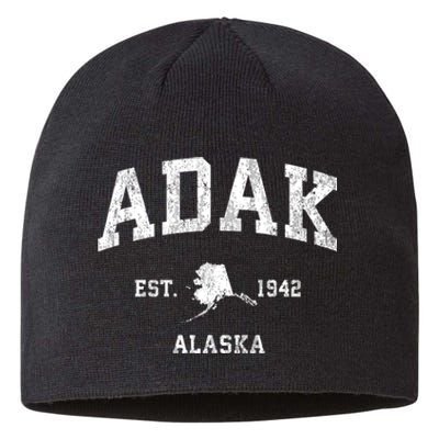 Adak Alaska Ak Vintage Athletic Sports Design Sustainable Beanie