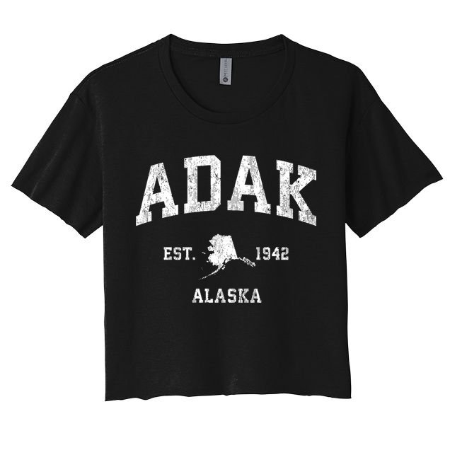 Adak Alaska Ak Vintage Athletic Sports Design Crop Top