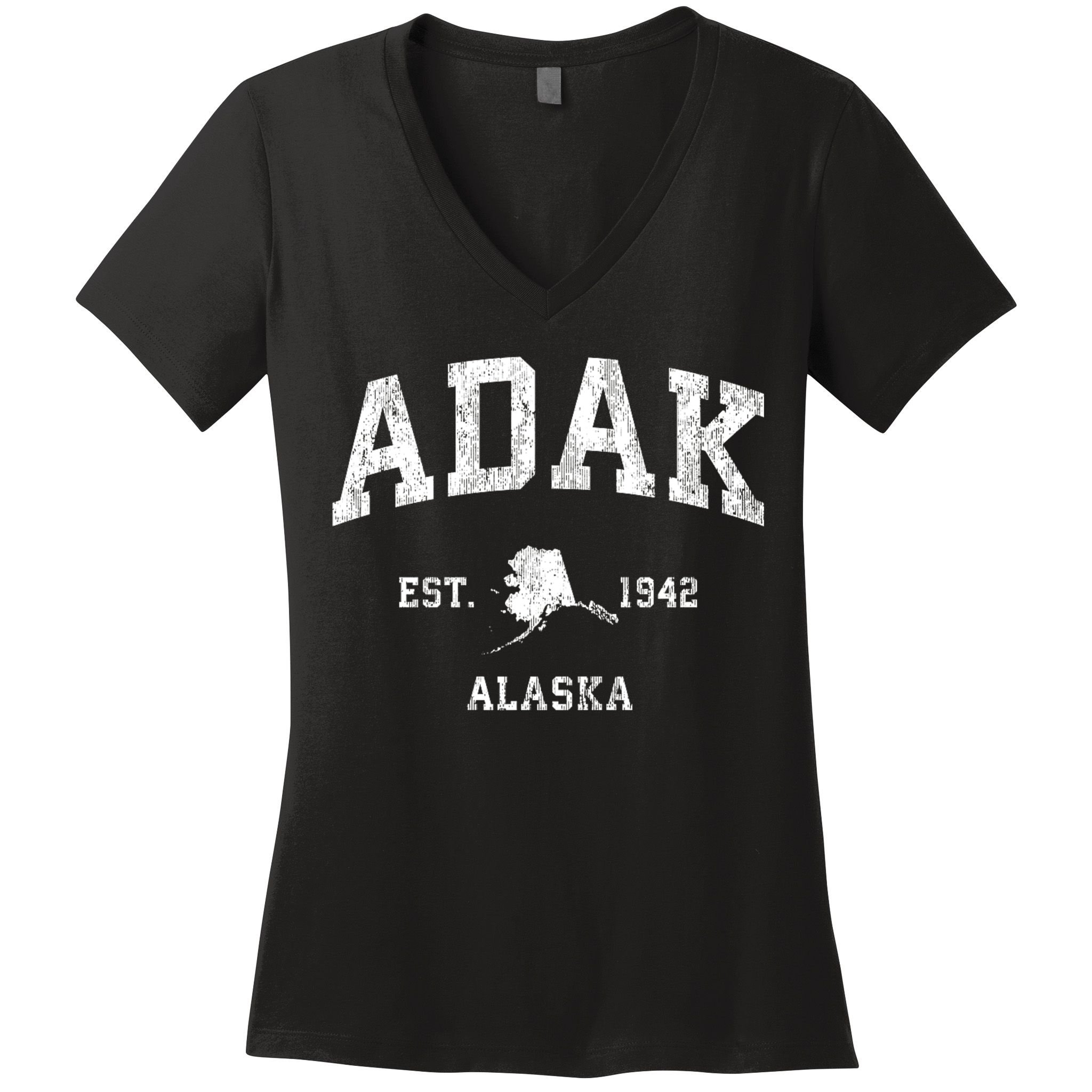 Adak Alaska Ak Vintage Athletic Sports Design Women's V-Neck T-Shirt