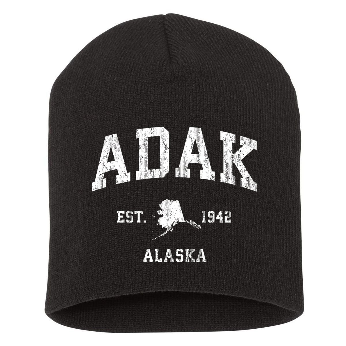 Adak Alaska Ak Vintage Athletic Sports Design Short Acrylic Beanie