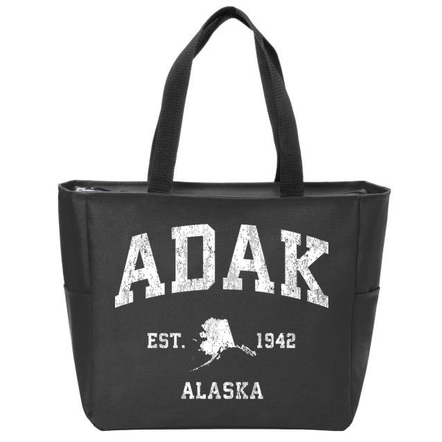 Adak Alaska Ak Vintage Athletic Sports Design Zip Tote Bag