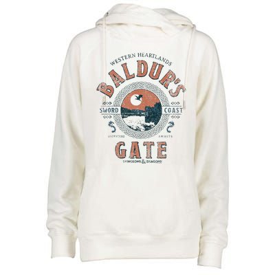 Adventure Awaits At Baldurs Gate Womens Funnel Neck Pullover Hood