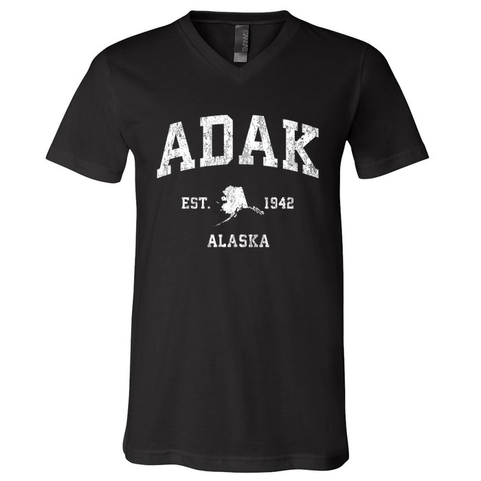 Adak Alaska Ak Vintage Athletic Sports Design V-Neck T-Shirt