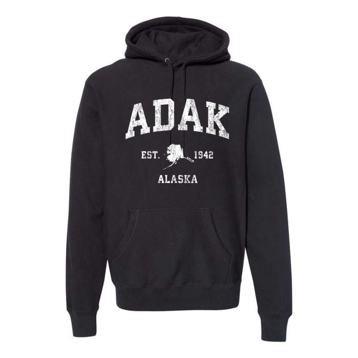 Adak Alaska Ak Vintage Athletic Sports Design Premium Hoodie