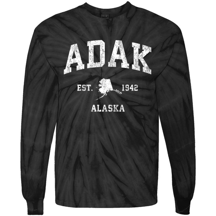 Adak Alaska Ak Vintage Athletic Sports Design Tie-Dye Long Sleeve Shirt