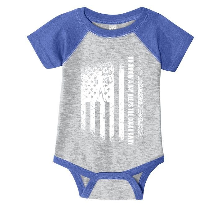 An Arrow A Day Keeps The Archery Coach Away American Flag Cute Gift Infant Baby Jersey Bodysuit