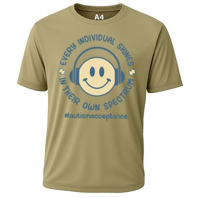 Autism Awareness Acceptance Smile Face Spectrum Teacher Cooling Performance Crew T-Shirt
