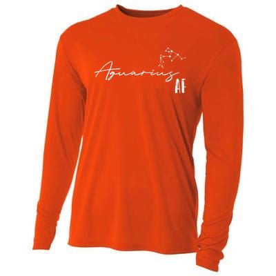 Aquarius Af And Funny Zodiac Sign Gift Cool Gift Cooling Performance Long Sleeve Crew