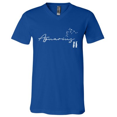 Aquarius Af And Funny Zodiac Sign Gift Cool Gift V-Neck T-Shirt