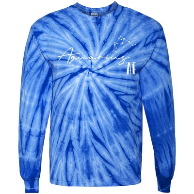 Aquarius Af And Funny Zodiac Sign Gift Cool Gift Tie-Dye Long Sleeve Shirt