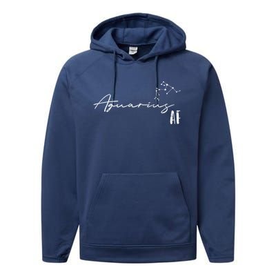 Aquarius Af And Funny Zodiac Sign Gift Cool Gift Performance Fleece Hoodie