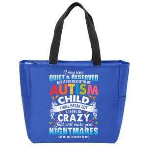 Autistic Autism Awareness Puzzle Pieces Proud Autism Mom Dad Cute Gift Zip Tote Bag