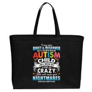 Autistic Autism Awareness Puzzle Pieces Proud Autism Mom Dad Cute Gift Cotton Canvas Jumbo Tote