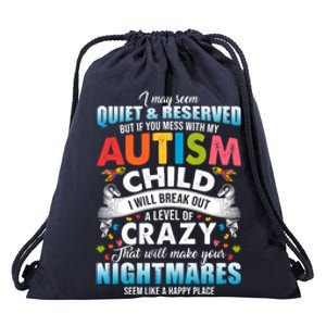 Autistic Autism Awareness Puzzle Pieces Proud Autism Mom Dad Cute Gift Drawstring Bag