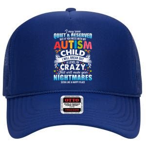 Autistic Autism Awareness Puzzle Pieces Proud Autism Mom Dad Cute Gift High Crown Mesh Back Trucker Hat