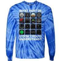 Airline Aircraft Airplane Pilot Tools Instruments Indicators Tie-Dye Long Sleeve Shirt