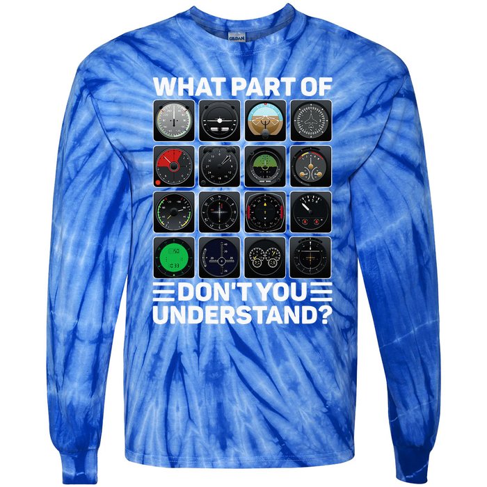 Airline Aircraft Airplane Pilot Tools Instruments Indicators Tie-Dye Long Sleeve Shirt