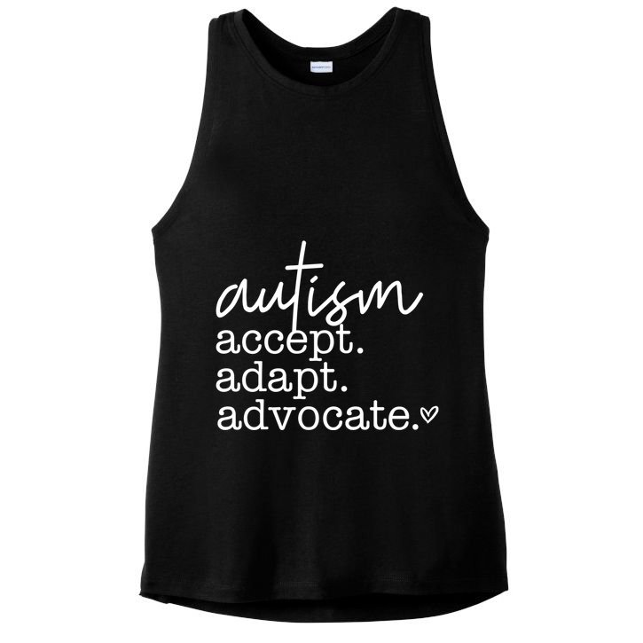 Autism Accept Adapt Advocate Ladies PosiCharge Tri-Blend Wicking Tank