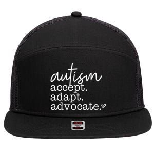 Autism Accept Adapt Advocate 7 Panel Mesh Trucker Snapback Hat